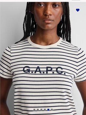 GAP X A.P.C. Striped Crop Crewneck Tee in Cream and Navy